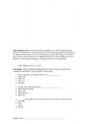 English Worksheet: Electrical Appliances and instrucions - TEST!!! without administrative part!