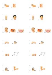 English Worksheet: parts of the body (for two students)