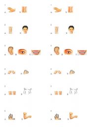 English worksheet: parts of the body (for two students)