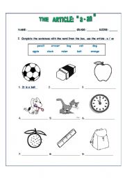 English Worksheet: the article