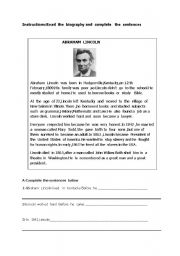 English Worksheet: Abraham  Lincoln