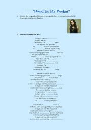 English Worksheet: hand in my pocket by Alanis Morissette