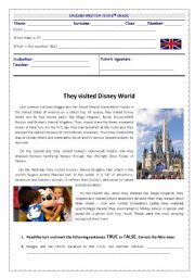 English Worksheet: They visited Disney World 