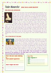 English Worksheet: TUDOR MONARCHS : ANNE BOLEYN. ( RE- UPLOADED)