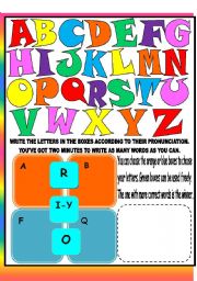 English Worksheet: ALPHABET RACE 