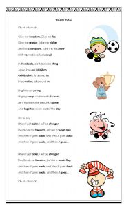 English Worksheet: wavin flag lyrics (world cup song)
