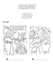 English Worksheet: Colors: Orange and Red
