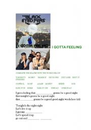 English Worksheet: I GOT A FEELING_THE BLACK EYED PEAS