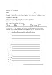 English worksheet: Prefixes/Suffixes: Make New Words