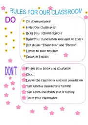 English Worksheet: Rules for our classroom
