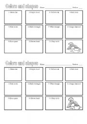 English worksheet: colors and shapes