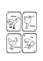 English Worksheet: Farm animal playing cards (last 6 of 12)