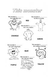 English Worksheet: This monster (colours)