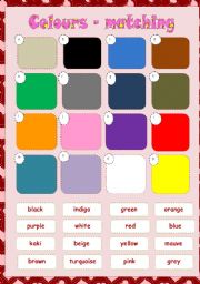 English Worksheet: COLOURS - MATCHING