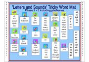 English Worksheet: Letters and Sounds Tricky Word Mat