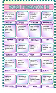 English Worksheet: Word formation 10