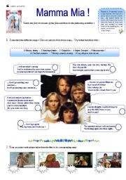 English Worksheet: Mamma Mia !