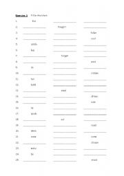 English worksheet: irregular verb