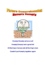 English Worksheet: Picture Comprehension - Humpty Dumpty