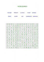 English Worksheet: Feelings - Word Search