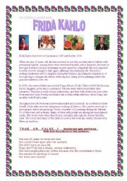 English Worksheet: Frida, reading comprehension