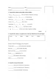 English Worksheet: exam Present simple