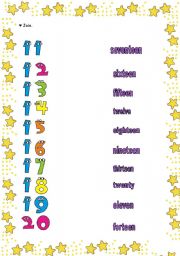 English Worksheet: test: numbers and colours -part 2