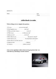 English worksheet: Little Black Corvette