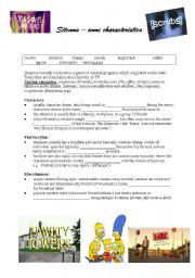 English Worksheet: Sitcoms - some characteristics