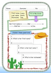 English worksheet: NAME