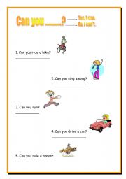 English worksheet: Can