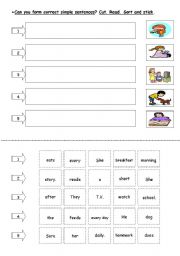 English Worksheet: can you form correct sentences?