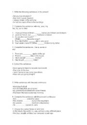 English Worksheet: GRAMMAR FOR 2ND YEAR ESO