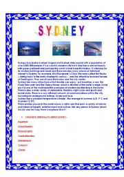 English Worksheet: Sydney, reading comprehension