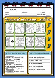 SUBJECT PERSONAL PRONOUNS