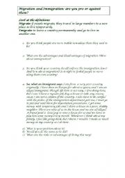 English worksheet: Migration and Immigration