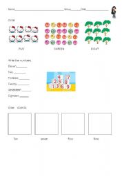 English Worksheet: numbers 1-20