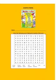 English Worksheet: Months of the year Puzzle