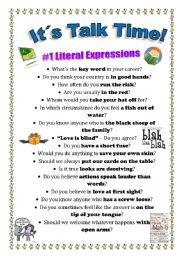 English Worksheet: Talk Time - Literal Expressions