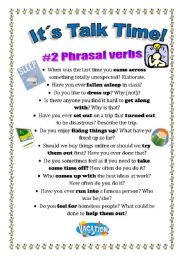 English Worksheet: Talk Time - Phrasal Verbs