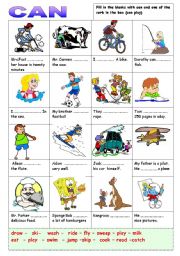 English Worksheet: Can