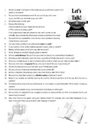 English Worksheet: Lets Talk [advanced 8]