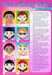 English Worksheet: Describing Girls + Answer Key