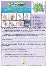 English Worksheet: Cartoon Series 2 - SpongeBob SquarePants (2 pages + answer key)