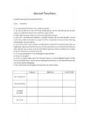 English Worksheet: Special Teachers