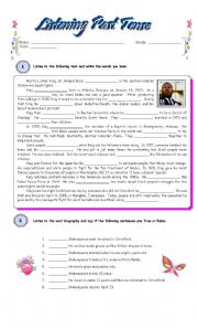 English Worksheet: Listening Past Tense