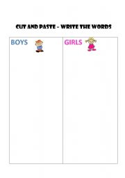 English Worksheet: BOYS & GIRLS CLOTHES CUT AND PASTE