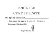 English Worksheet: certificate