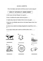 English worksheet: School subjects