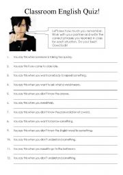 English Worksheet: Classroom English Quiz